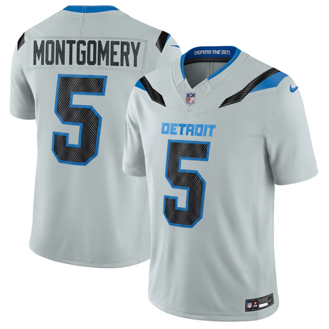 Men's Silver Detroit Lions #5 David Montgomery 2026 F.U.S.E. Rivalries Collection Limited Stitched Football Jersey